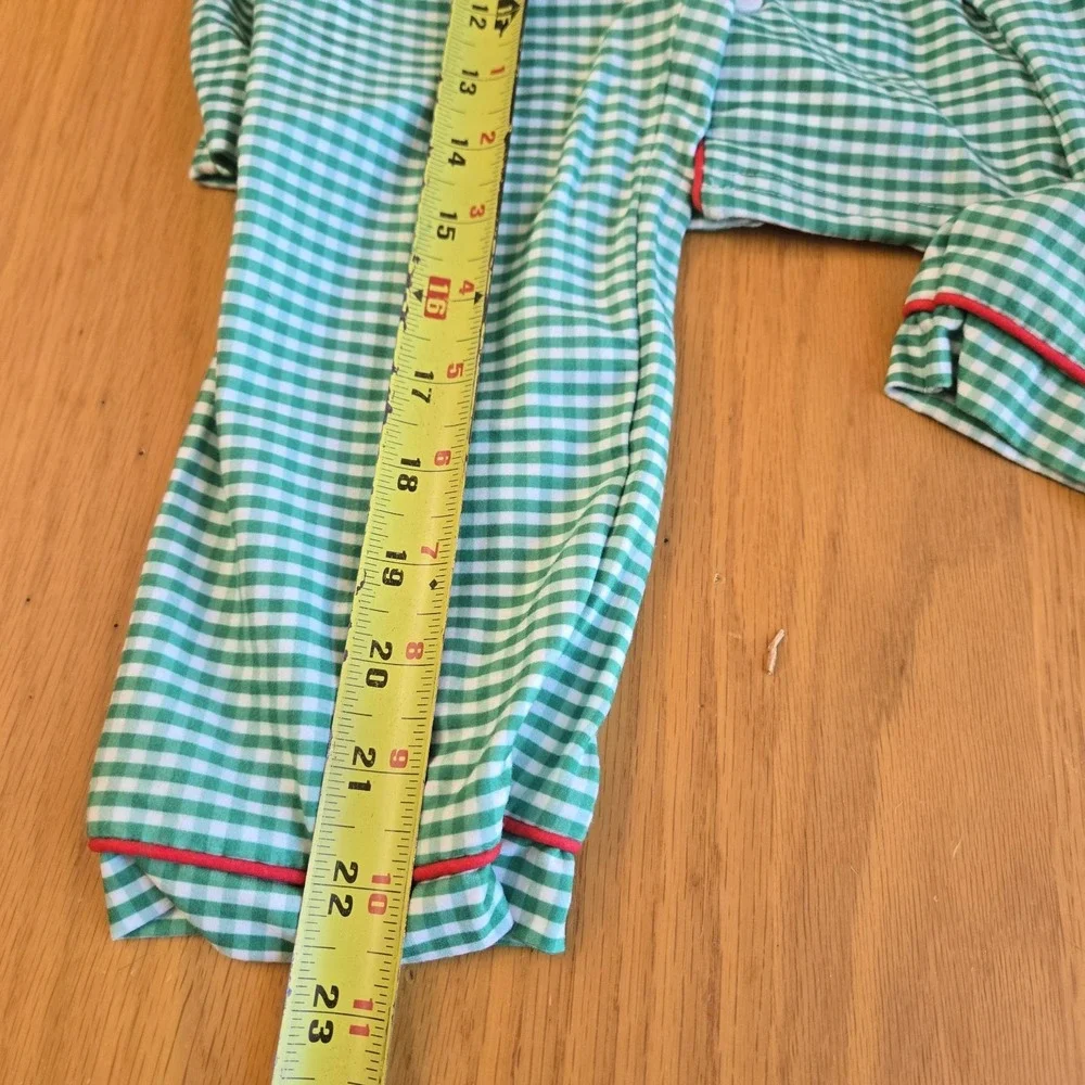 Only Little Once Christmas Holiday Pajama‎ 2 Pc Set Green Gingham Size 4 NWOT